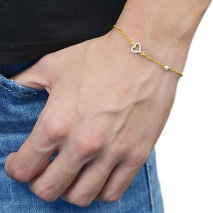 Βραχιόλι Από Ασήμι 925 Επιχρυσωμένο Με Καρδιά ΚΟ20563