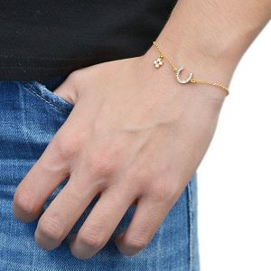 Βραχιόλι Από Ασήμι 925 Επιχρυσωμένο Με Σταυρό Και Πέταλο ΚΟ20625