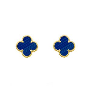 Σκουλαρίκια Λουλούδι Clover Μπλε από Ατσάλι Επιχρυσωμένο MI46036
