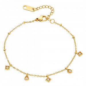 Βραχιόλι Από Ατσάλι Επιχρυσωμένο 24Κ Με Ρόμβους AS21482