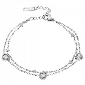 Βραχιόλι Από Ατσάλι Με Καρδιές AS21483