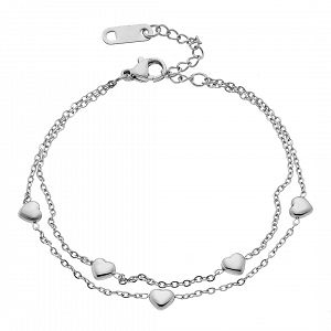 Βραχιόλι Από Ατσάλι Με Καρδιές AS21485