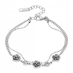 Βραχιόλι Από Ατσάλι Με Τριαντάφυλλα AS21509