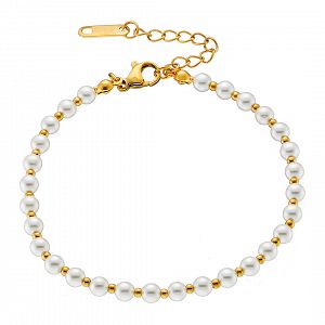 Βραχιόλι Από Ατσάλι Επιχρυσωμένο 24Κ Με Μαργαριτάρια AS21512