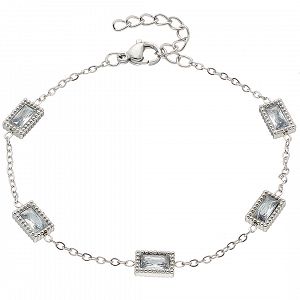Βραχιόλι Από Ατσάλι Με Κρύσταλλα Λευκά ΑS21521