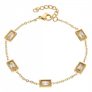 Βραχιόλι Από Ατσάλι Επιχρυσωμένο 24Κ Με Κρύσταλλα Λευκά ΑS21522