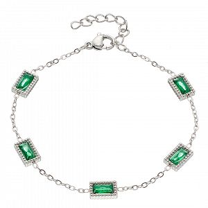 Βραχιόλι Από Ατσάλι Με Κρύσταλλα Πράσινα ΑS21525