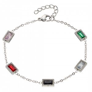 Βραχιόλι Από Ατσάλι Με Κρύσταλλα Πολύχρωμα ΑS21527