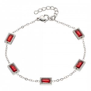 Βραχιόλι Από Ατσάλι Με Κρύσταλλα Κόκκινα ΑS21529