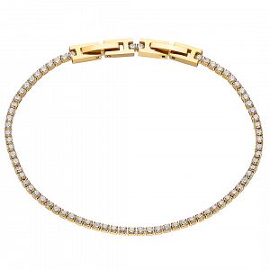 Βραχιόλι Ριβιέρα 2mm Από Ατσάλι Επιχρυσωμένο 24Κ Με Κρύσταλλα Λευκά ΑS21533