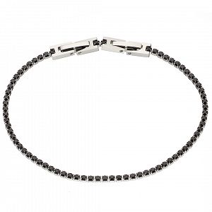 Βραχιόλι Ριβιέρα 2mm Από Ατσάλι Με Κρύσταλλα Μαύρα ΑS21534