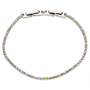 Βραχιόλι Ριβιέρα 2mm Από Ατσάλι Με Κρύσταλλα Πολύχρωμα ΑS21536