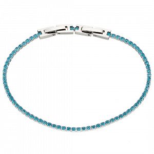 Βραχιόλι Ριβιέρα 2mm Από Ατσάλι Επιχρυσωμένο 24Κ Με Κρύσταλλα Τιρκουάζ ΑS21537