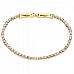 Βραχιόλι Ριβιέρα 3mm Από Ατσάλι Επιχρυσωμένο 24Κ Με Κρύσταλλα Λευκά ΑS21539