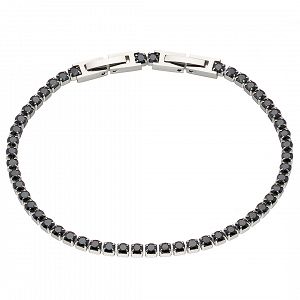 Βραχιόλι Ριβιέρα 3mm Από Ατσάλι Με Κρύσταλλα Μαύρα ΑS21540