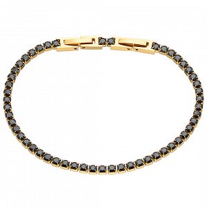 Βραχιόλι Ριβιέρα 3mm Από Ατσάλι Επιχρυσωμένο 24Κ Με Κρύσταλλα Μαύρα ΑS21541