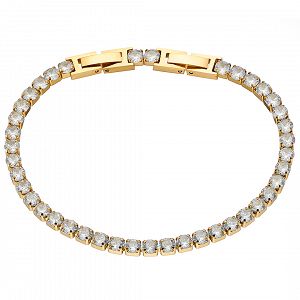 Βραχιόλι Ριβιέρα 4mm Από Ατσάλι Επιχρυσωμένο 24Κ Με Κρύσταλλα Λευκά ΑS21543