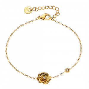 Βραχιόλι Από Ατσάλι Επιχρυσωμένο 24Κ Με Τριαντάφυλλο ΑS21545