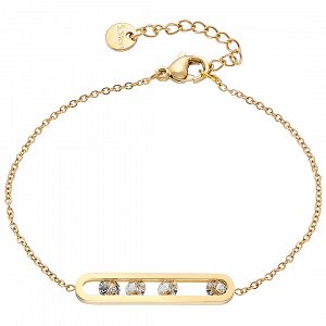 Βραχιόλι Από Ατσάλι Επιχρυσωμένο 24Κ Με Κρύσταλλα ΑS21553