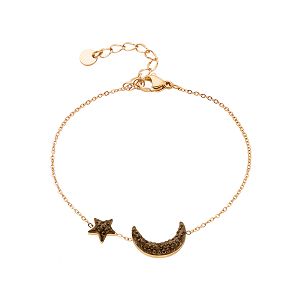 Βραχιόλι Από Ανοξείδωτο Ατσάλι Επιχρυσωμένο Με Φεγγάρι Και Αστεράκι AS25127