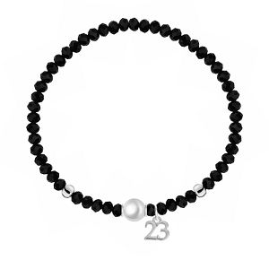 Βραχιόλι Γούρι 23 Από Κρύσταλλα Μαύρα Με Μαργαριτάρι AA25641