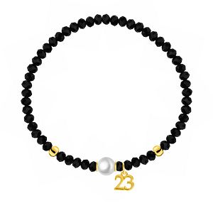 Βραχιόλι Γούρι 23 Από Κρύσταλλα Μαύρα Με Μαργαριτάρι AA25642