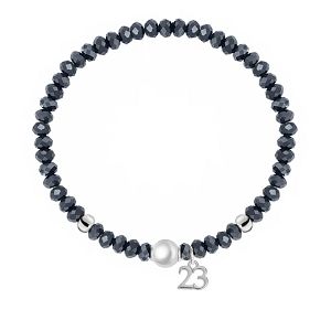 Βραχιόλι Γούρι 23 Από Κρύσταλλα Blue Black Με Μαργαριτάρι AA25643