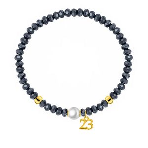 Βραχιόλι Γούρι 23 Από Κρύσταλλα Blue Black Με Μαργαριτάρι AA25644