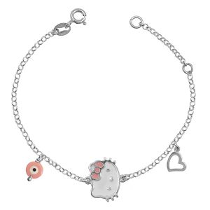 Βραχιόλι Από Ασήμι 925 Επιπλατινωμένο Με Hello Kitty ΚΟ26653