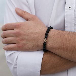 Βραχιόλι Από Ημιπολύτιμο Λιθο Όνυχα Και Ανοξείδωτο Ατσάλι Ροζ Επιχρυσωμένο TU27641