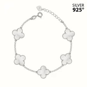 Βραχιόλι Λουλούδι Clover Large με Φίλντισι από Ασήμι 925 PS29670