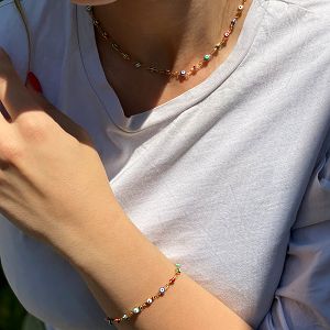 Βραχιόλι Από Ανοξείδωτο Ατσάλι Επιχρυσωμένο Με Ματάκι TA28955