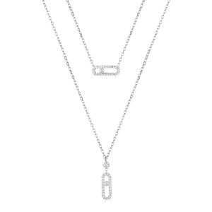 Διπλό Κολίε Από Ατσάλι Με Ζιργκόν MI13740