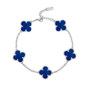 Βραχιόλι Λουλούδι Clover Μπλε Διπλής Όψης Από Ατσάλι MI29650