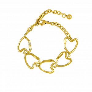 Βραχιόλι Από Ατσάλι Επιχρυσωμένο Με Καρδιές TU29742