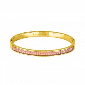 Βραχιόλι Βέργα Από Ατσάλι Επιχρυσωμένο Mε Ζιργκόν TU29800