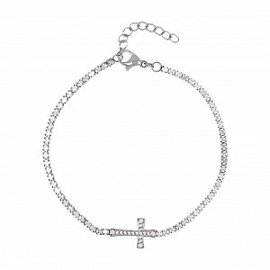 Βραχιόλι Ριβιέρα 2mm Από Ατσάλι Με Σταυρό TU29827