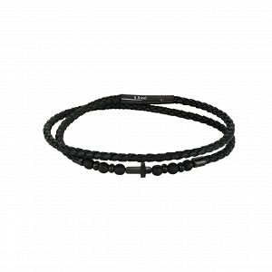 Βραχιόλι Από Δέρμα Και Ατσάλι Με Σταυρό TU29832