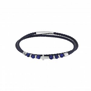 Βραχιόλι Από Δέρμα Και Ατσάλι Με Σταυρό TU29833