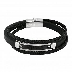 Βραχιόλι Από Δέρμα Και Ατσάλι Με Μαίανδρο TU29840