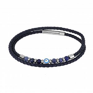 Βραχιόλι Από Δέρμα Και Ατσάλι Με Ματάκι TU29844