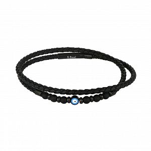 Βραχιόλι Από Δέρμα Και Ατσάλι Με Ματάκι TU29852