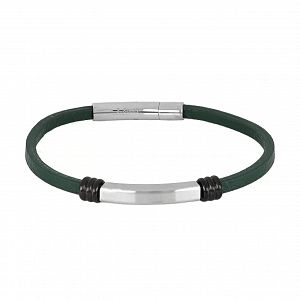 Βραχιόλι Από Δέρμα Και Ατσάλι Με Ταυτότητα TU29858