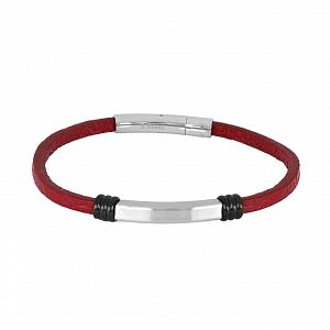 Βραχιόλι Από Δέρμα Και Ατσάλι Με Ταυτότητα TU29859