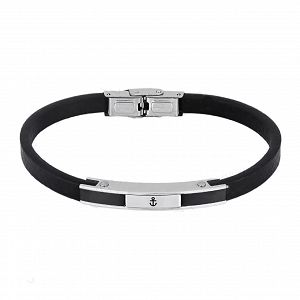 Βραχιόλι Από Δέρμα Και Ατσάλι Με Άγκυρα TU29873