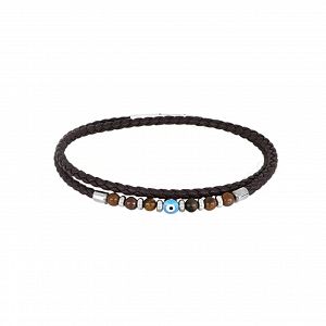 Βραχιόλι Από Δέρμα Και Ατσάλι Με Ματάκι TU29874