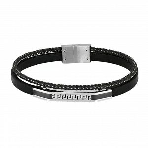Βραχιόλι Από Δέρμα Και Ατσάλι Με Μαίανδρο TU29876