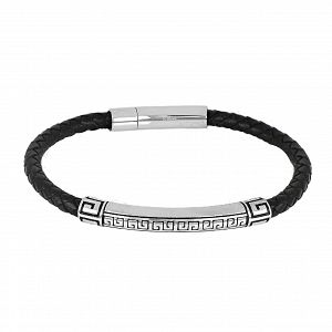Βραχιόλι Από Δέρμα Και Ατσάλι Με Μαίανδρο TU29883