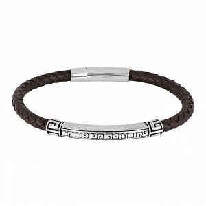 Βραχιόλι Από Δέρμα Και Ατσάλι Με Μαίανδρο TU29884