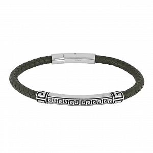 Βραχιόλι Από Δέρμα Και Ατσάλι Με Μαίανδρο TU29886